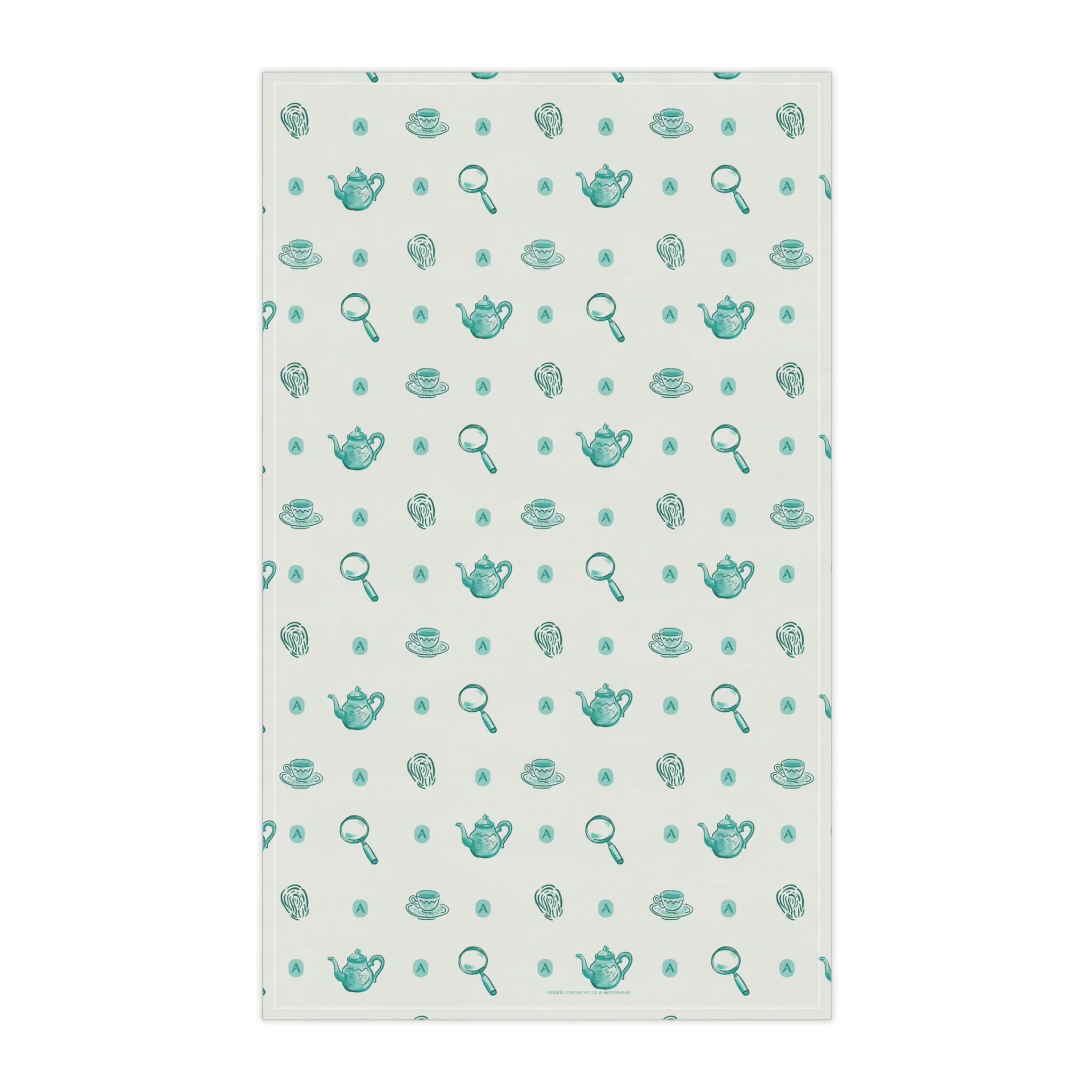 Acorn TV Tea and Detective Icons Cotton Tea Towel