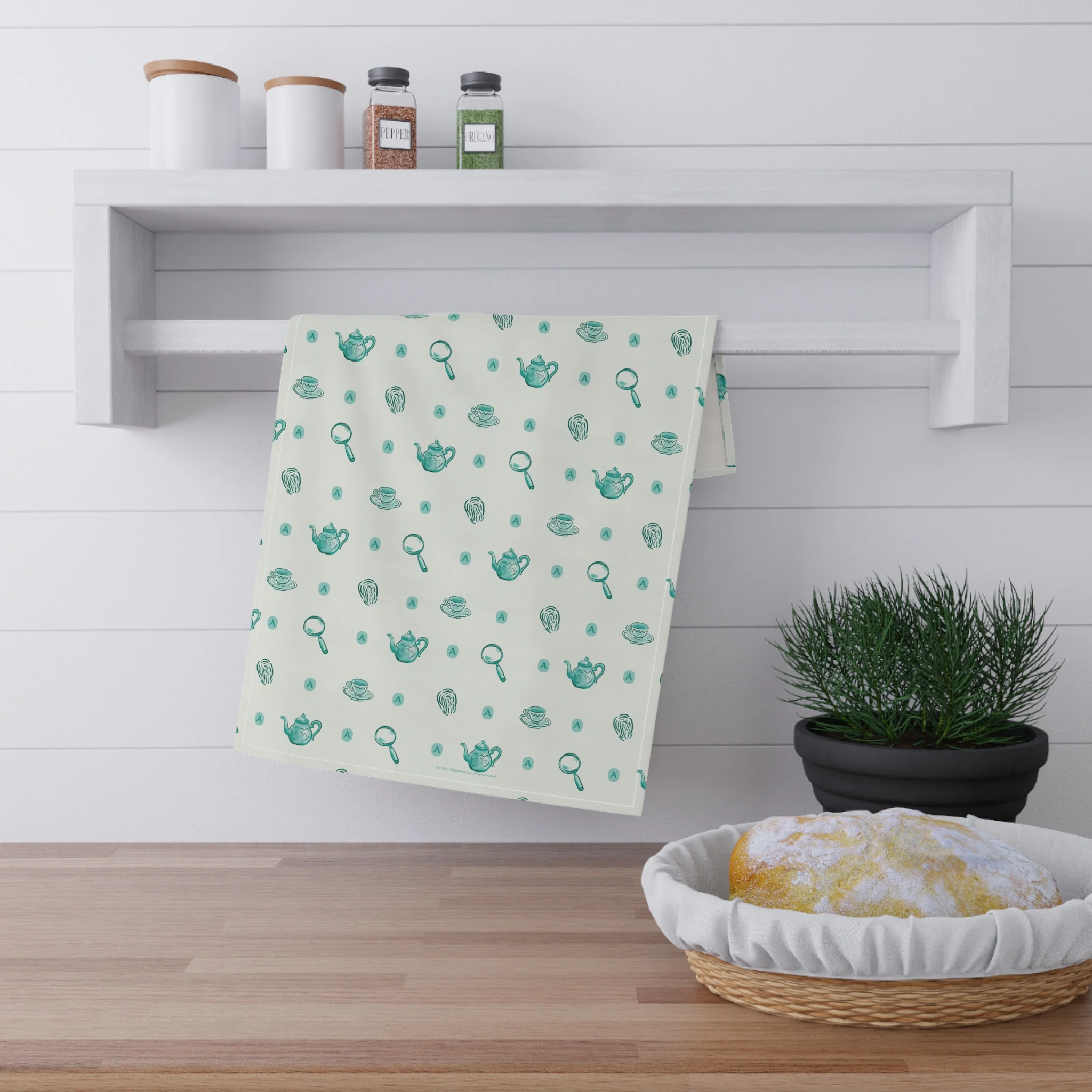Acorn TV Tea and Detective Icons Cotton Tea Towel - Image 2