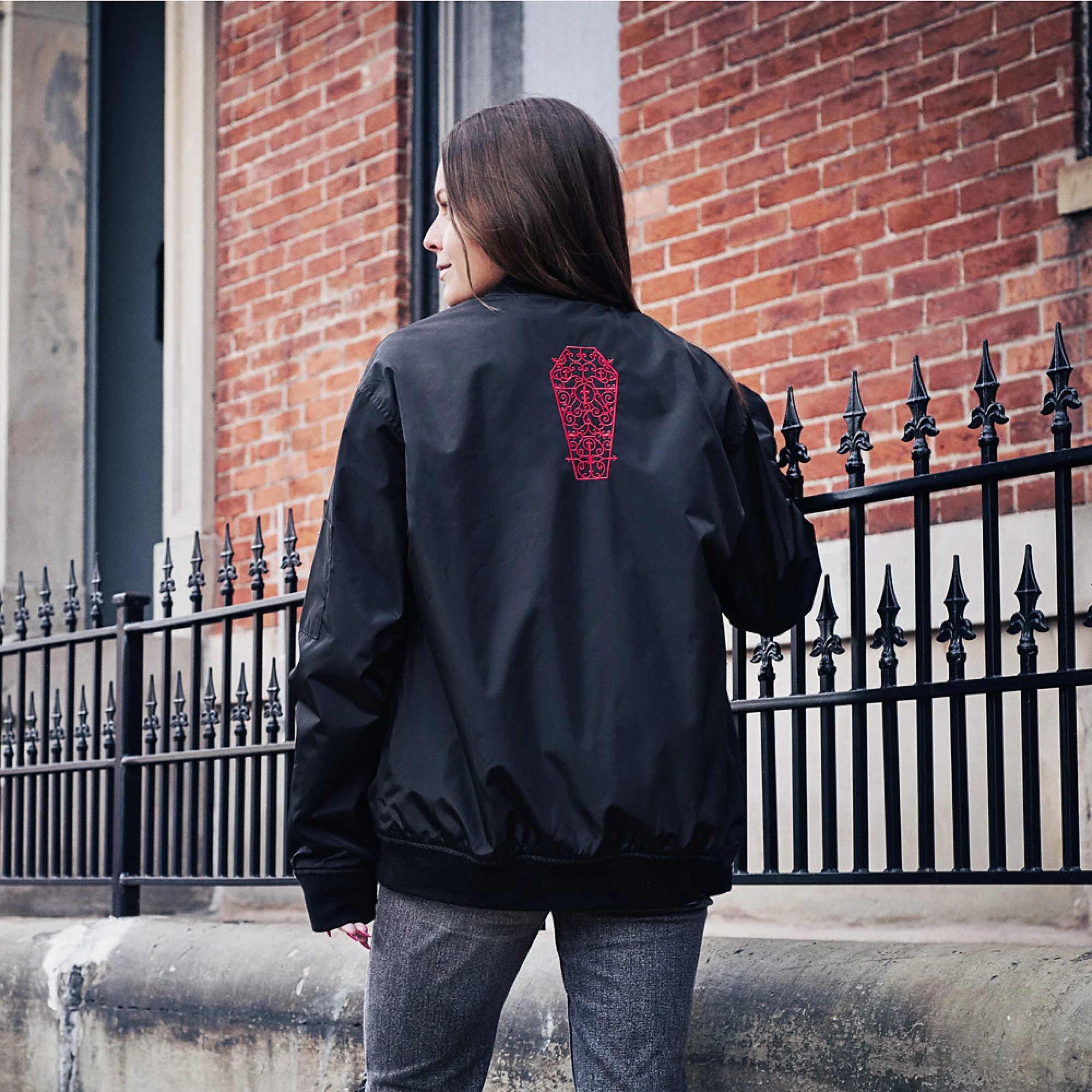 Anne Rice's Interview With The Vampire Coffin Premium Recycled Bomber Jacket - Image 6