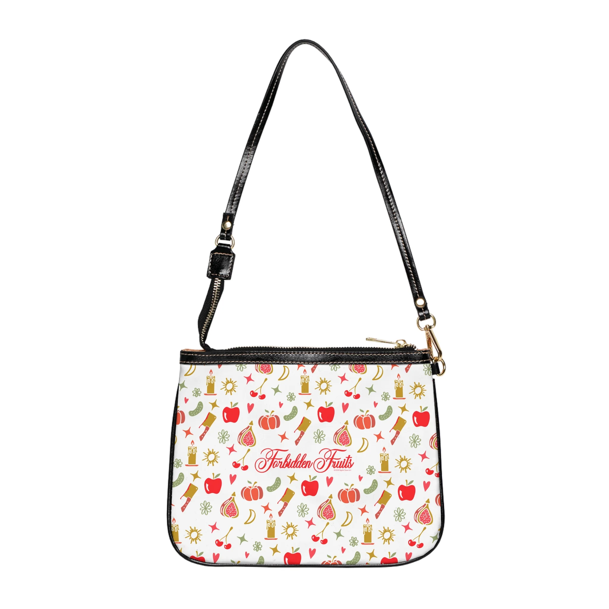 Forbidden Fruits All Over Pattern Small Shoulder Bag White