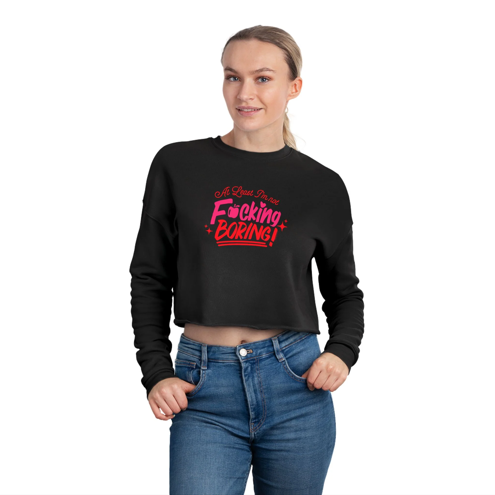 Forbidden Fruits “At Least I'm not F*cking Boring” Bella Canvas Cropped Long Sleeve - Image 4