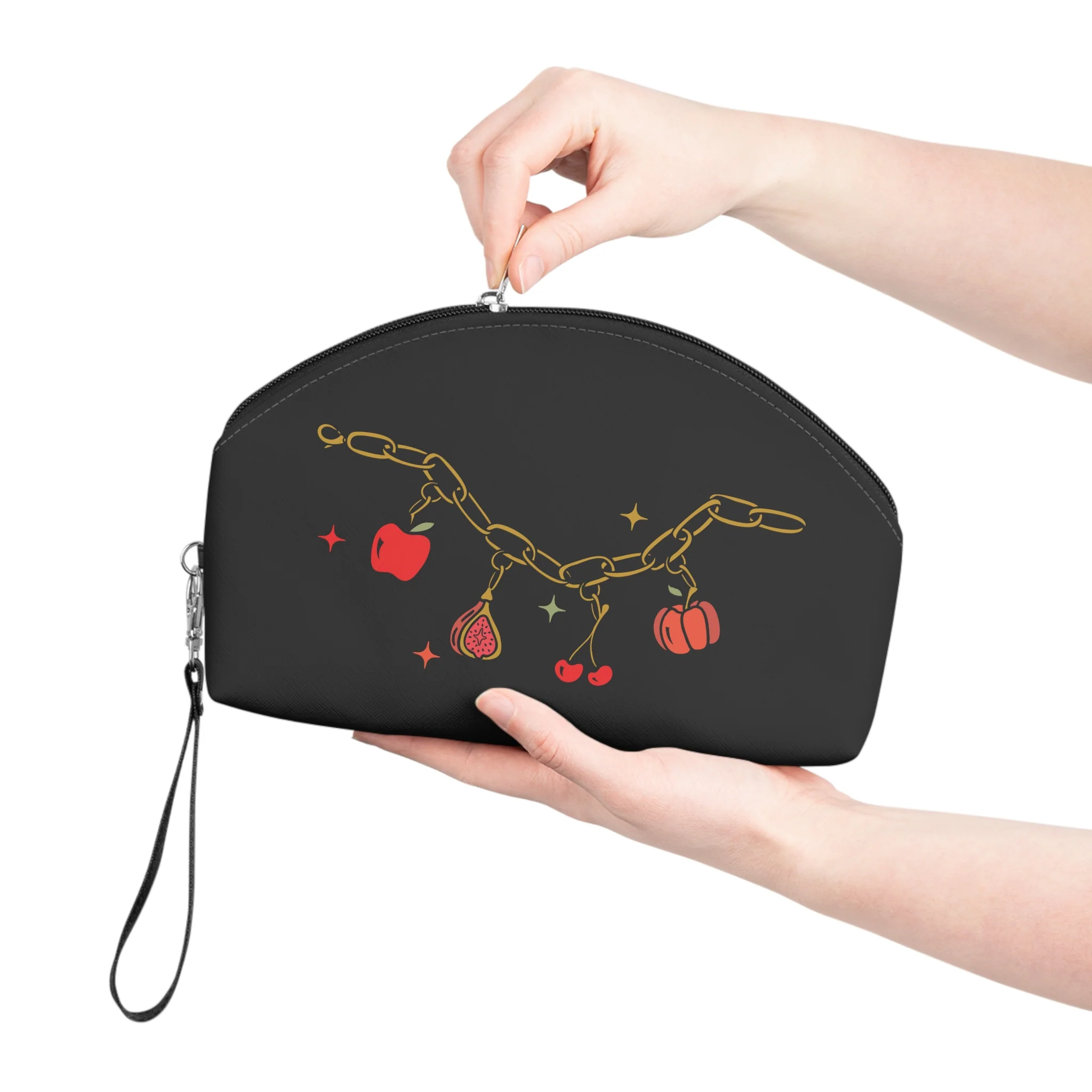 Forbidden Fruits Charms Cosmetic Makeup Bag Black - Image 6