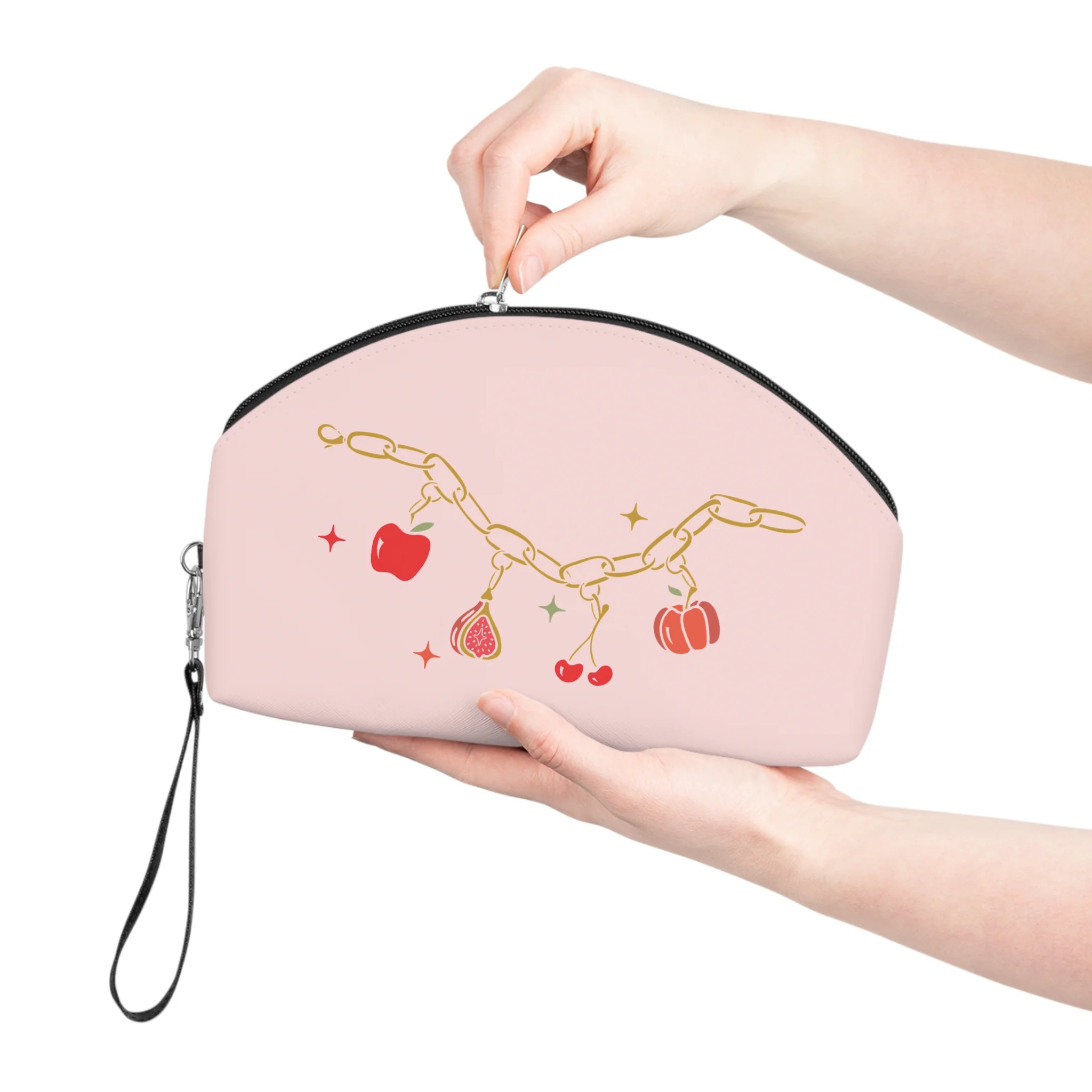 Forbidden Fruits Charms Cosmetic Makeup Bag Pink - Image 6