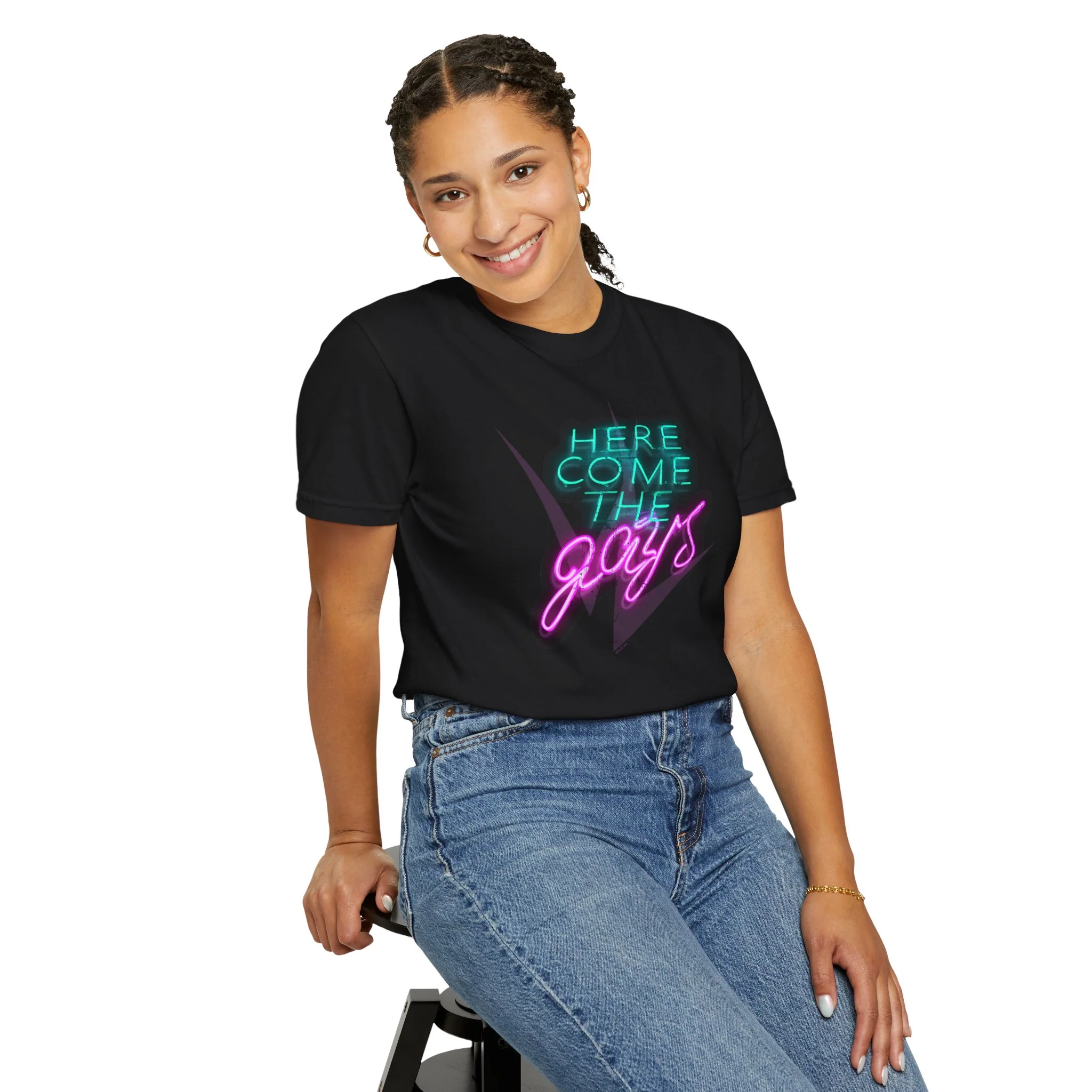 The Vampire Lestat Here Comes the Gays Neon Pride T-Shirt - Image 5