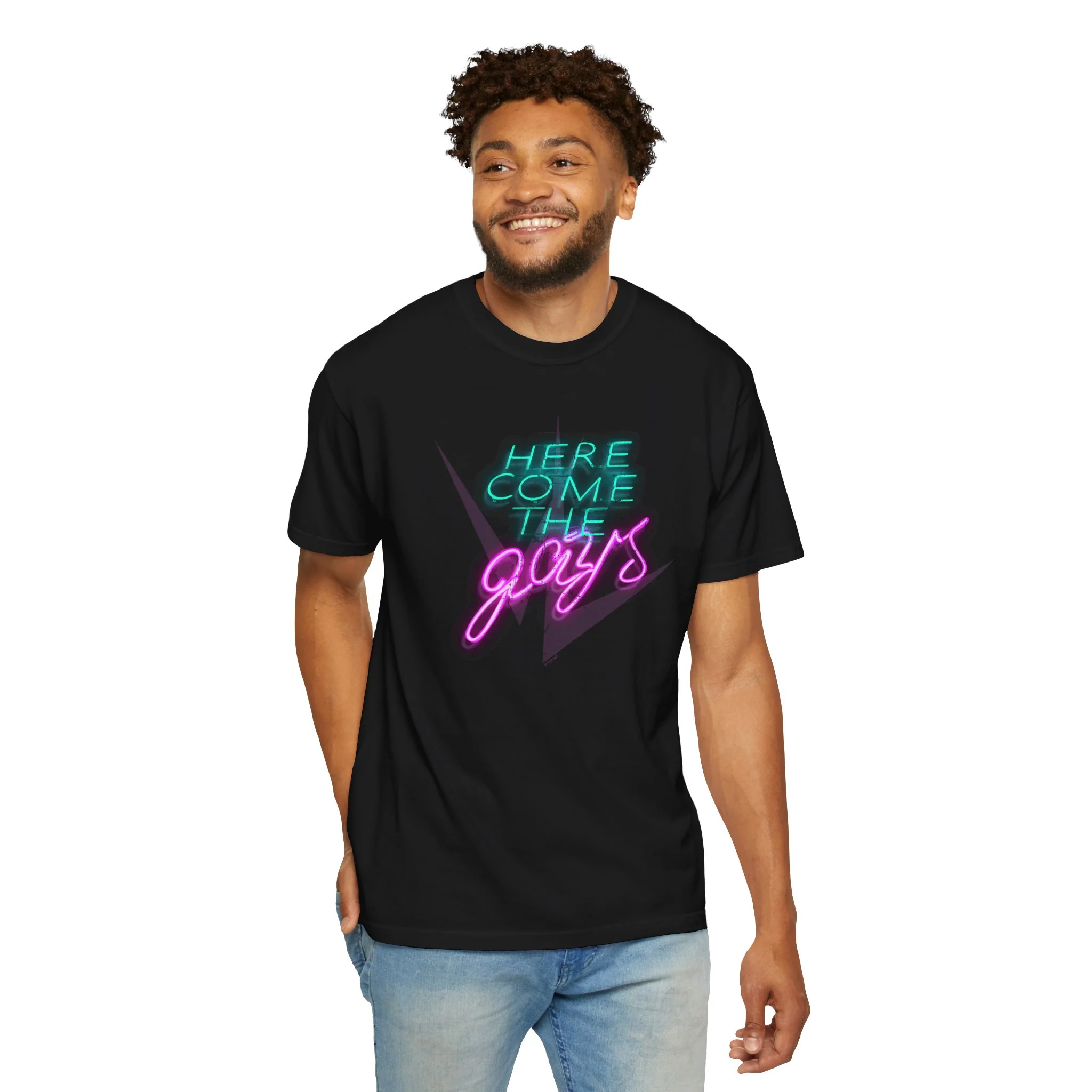 The Vampire Lestat Here Comes the Gays Neon Pride T-Shirt - Image 6