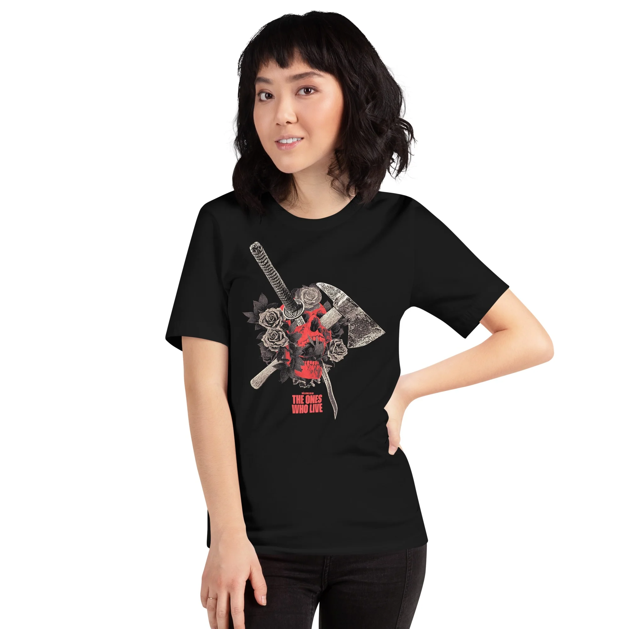 The Walking Dead: The Ones Who Live Floral Skull T-shirt - Image 4